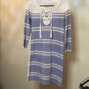 Vineyard Vines Blue and White Striped Midi Dress